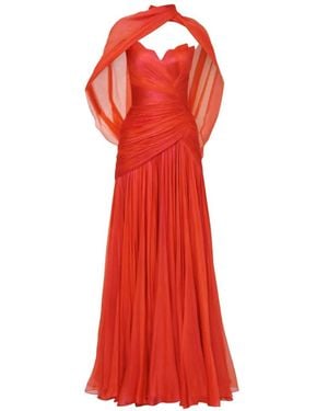 IRIS SERBAN Petal Draped Gown Maxi Dress - Red