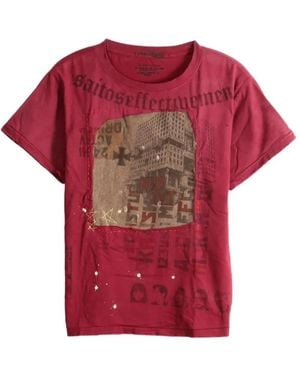 SAITOS Patch-Detail Graphic-Print T-Shirt - Red
