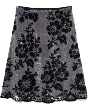 Ashish Sequin Mesh Skirt - Black