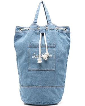 MC2 Saint Barth Drawstring Denim Backpack - Blue