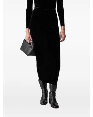 Vetements Velvet Rear-Slit Maxi Skirt - Black