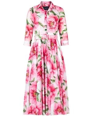 Samantha Sung Aster Floral-Print Belted Dress - Pink