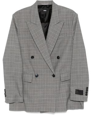 BOSS Prince Of Wales-Check Blazer - Gray