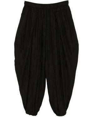 Julius Pleated Drawstring Trousers - Black