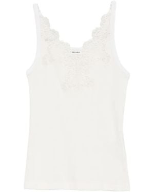Sandro Lace-Trim Ribbed-Knit Top - White