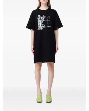 Moschino Graphic-Print Mini T-Shirt Dress - Black
