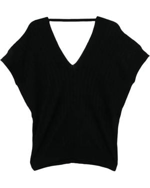 Plan C V-Neck Blouse - Black