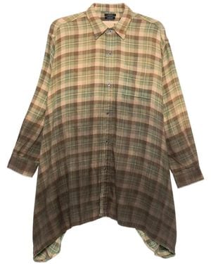 R13 Camisa Drapeada A Cuadros - Neutro