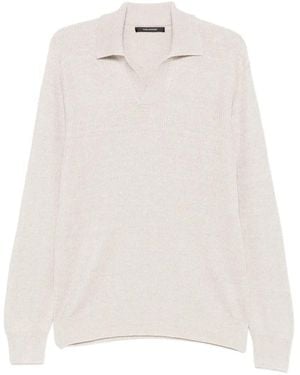 Tagliatore Poloshirt Met Lange Mouwen - Wit