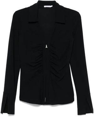 Patrizia Pepe Zip Front Shirt With Ruching - Black