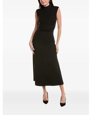 Brunello Cucinelli Gathered High-Neck Midi Dress - Black