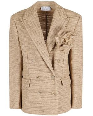GIUSEPPE DI MORABITO Crochet Double-Breasted Blazer - Natural