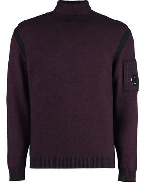 C.P. Company Turtleneck Sleeve-Patch Jumper - Blue