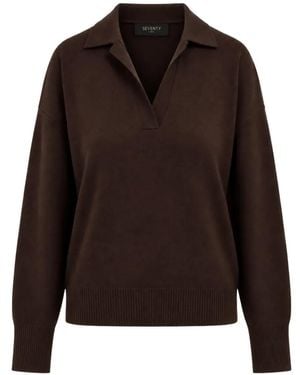 Seventy Spread-Collar Sweater - Brown