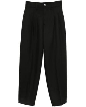 Ami Paris Pleated Straight-Leg Pants - Black
