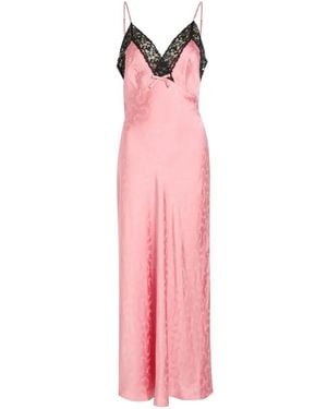 RIXO London Alberta Lace-Trim Jacquard Midi Dress - Pink