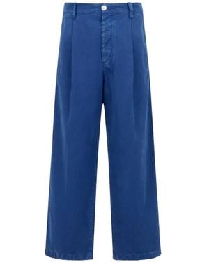 Marni Cotton Wide-Leg Trousers - Blue