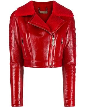 Philipp Plein Killer Lined Biker Jacket - Red
