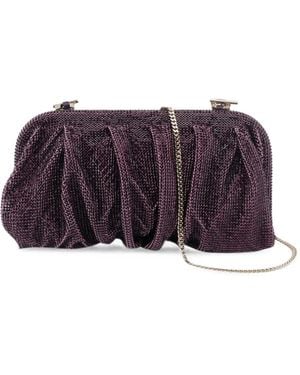 Benedetta Bruzziches Venus Crystal-Embellished Ruched Clutch Bag - Purple