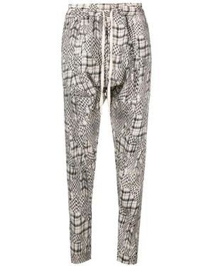 Tessitura Check-Pattern Low-Crotch Trousers - Grey