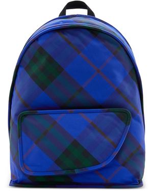 Burberry Vintage Check-Print Shield Backpack - Blue