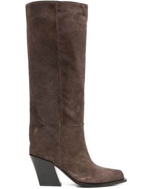 Vic Matié 80Mm Calf-Suede Pointed-Toe Boots - Brown
