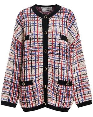 Essentiel Antwerp Kannel Checked-Knit Cardigan - Red