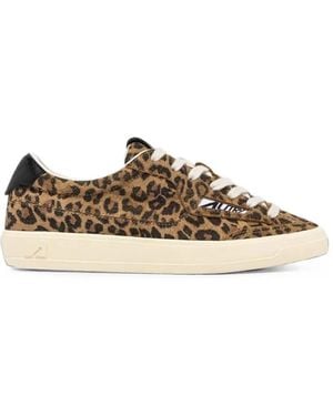 Autry Leopard-Print Leather Sneakers - Brown