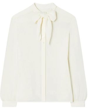 Tory Burch Georgette Bow Blouse - White