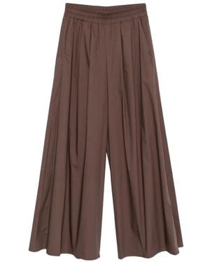 Marc Ellis Elasticated-Waistband Pleated-Design Trousers - Brown