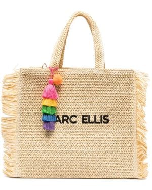 Marc Ellis Fringed Logo-Patch Tote Bag - Natural