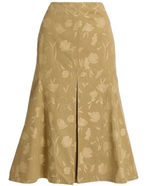 Erdem Poppy-Jacquard Fluted Skirt - Natural