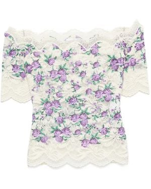 Rabanne Embroidered Lace-Trim Top - White
