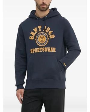 GANT Sudadera con capucha y logo - Azul