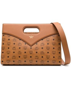 MCM Medium Diamond Visetos-Print Tote Bag - Brown