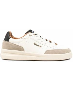 Blauer Leather Paneled Sneakers - White