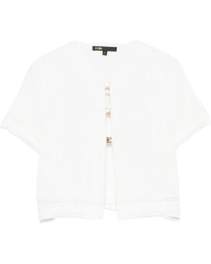 Maje Ribbed-Knit Cropped Top - White