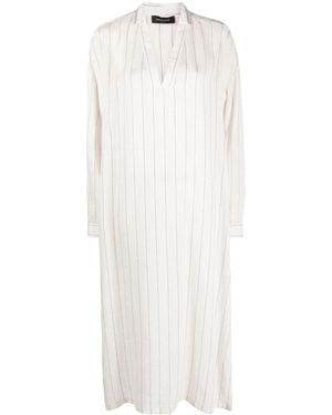 Fabiana Filippi Striped Long-Sleeved Kaftan Dress - White