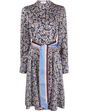 Ferragamo Graphic-Print Midi Dress - Blue