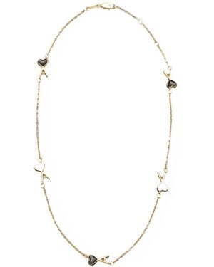 Ami Paris Brass Necklace With Hammered Ami De Coeur - White
