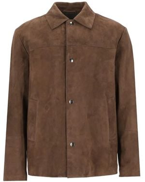 Grifoni Suede Button-Fastening Jacket - Brown