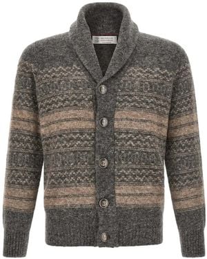 Brunello Cucinelli Nordic Jacquard Cardigan - Grey