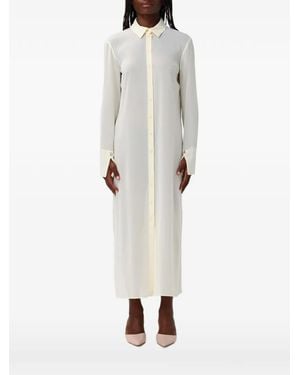 Patrizia Pepe Draped Open-Back Maxi Shirt Dress - White