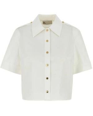 Tory Burch Cotton Stretch Poplin Metal-Button Shirt - White