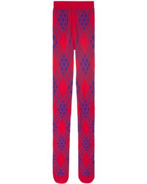 Burberry Check-Pattern Wool Blend Tights - Red