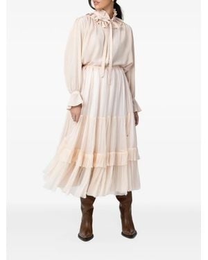 Chloé Blusa De Seda De Crepé Con Volantes - Neutro
