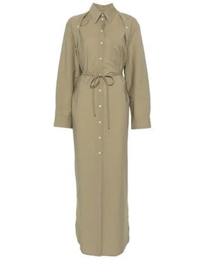 Nanushka Erisha Button-Detail Maxi Shirt Dress - Natural