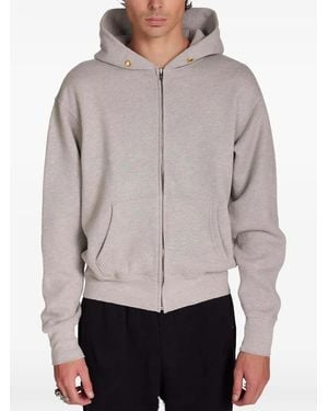 Les Tien Felpa Crop Con Cappuccio - Grigio