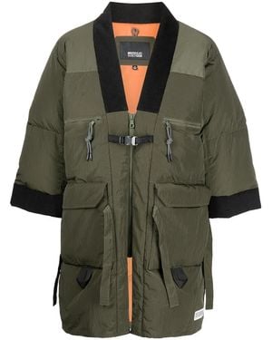 Mostly Heard Rarely Seen Colour-Block Panelled Padded Coat - Green