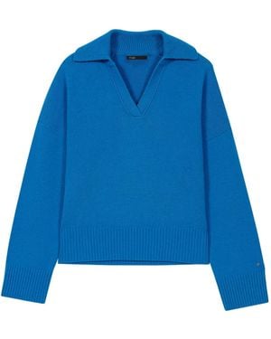 Maje Jersey Con Cuello En V - Azul